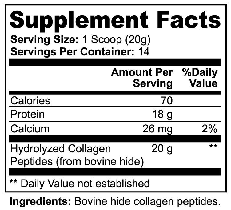 Density Collagen Peptides supplement facts panel