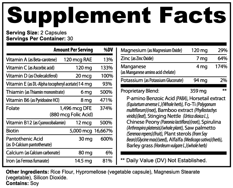 Density Pro Capsules supplement facts panel
